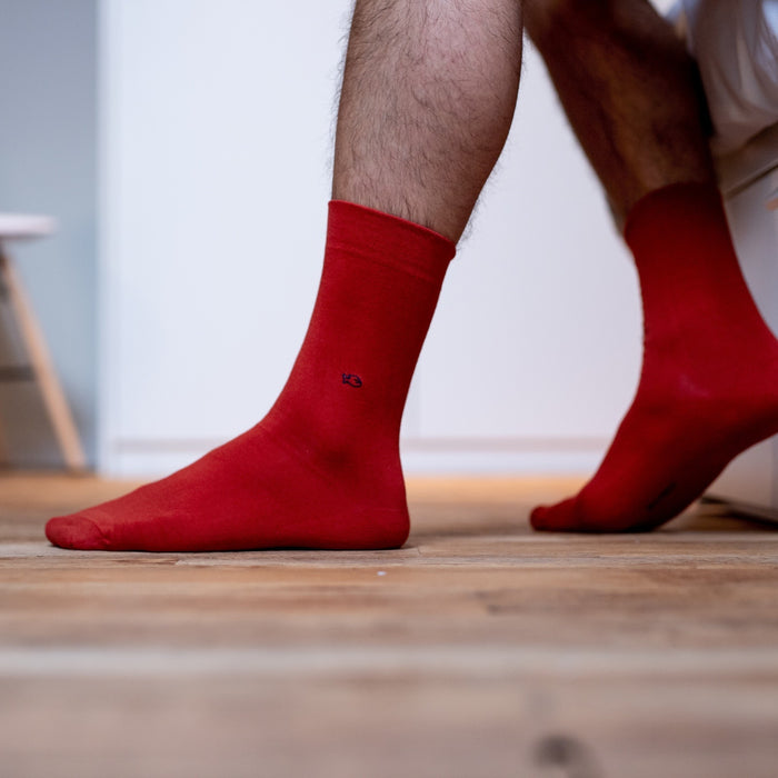 Billybelt Chaussettes En Coton Peigne Unies Rouge Grenade - BILLYBELT