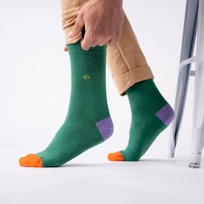 Billybelt Chaussettes En Coton Peigne Unies Vert Chiné - BILLYBELT
