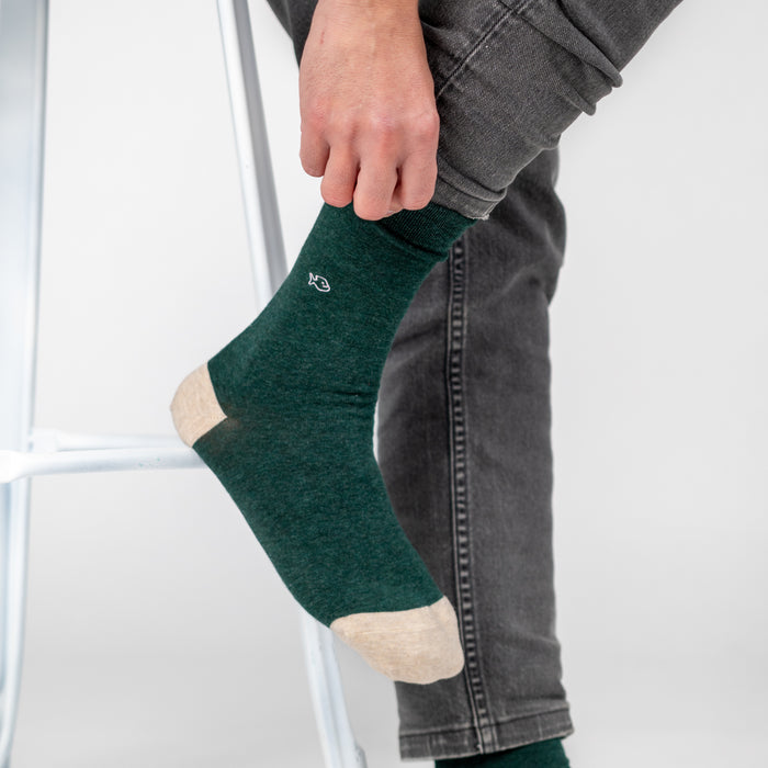 Billybelt Chaussettes En Coton Peigné Unies - Vert Foncé Chiné