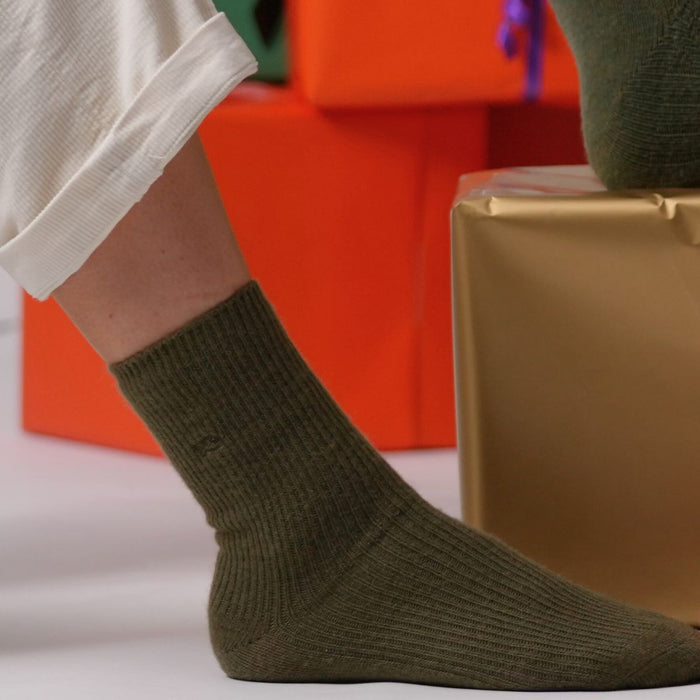 Billybelt Chaussettes En Laine Avec Angora Kaki - BILLYBELT