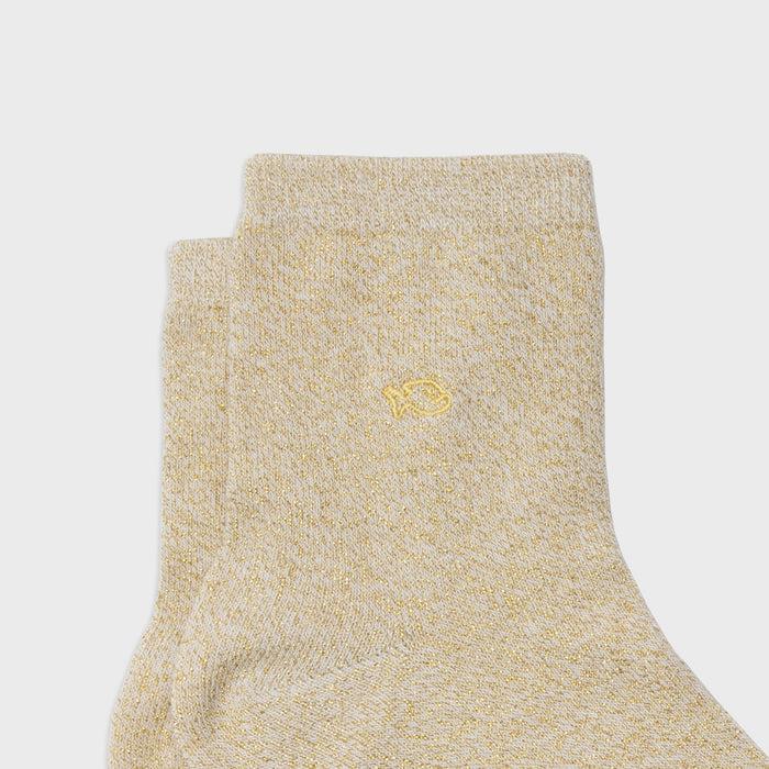 Billybelt Chaussettes Pailletées En Coton Peigné Unies - Beige