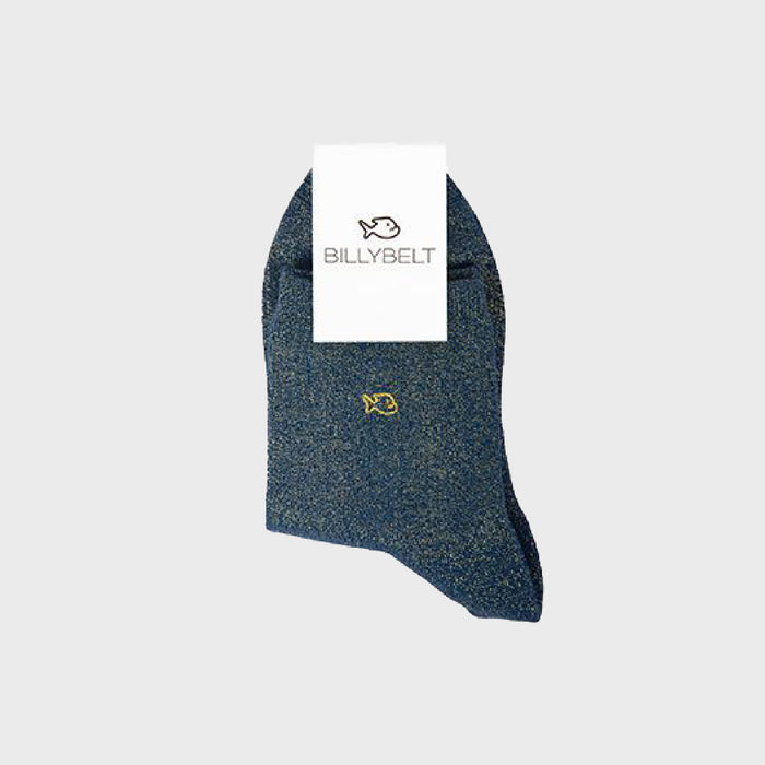 Billybelt Chaussettes Pailletées En Coton Peigné Unies - Bleu Canard
