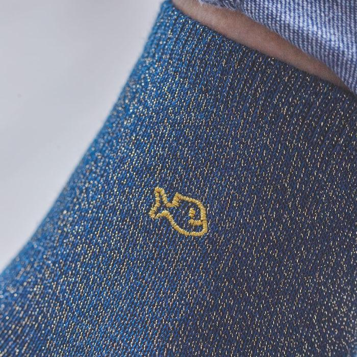 Billybelt Chaussettes Pailletées En Coton Peigné Unies - Bleu Canard