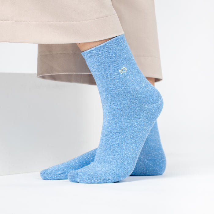 Billybelt Chaussettes Pailletées En Coton Peigné Unies - Bleu Clair - BILLYBELT