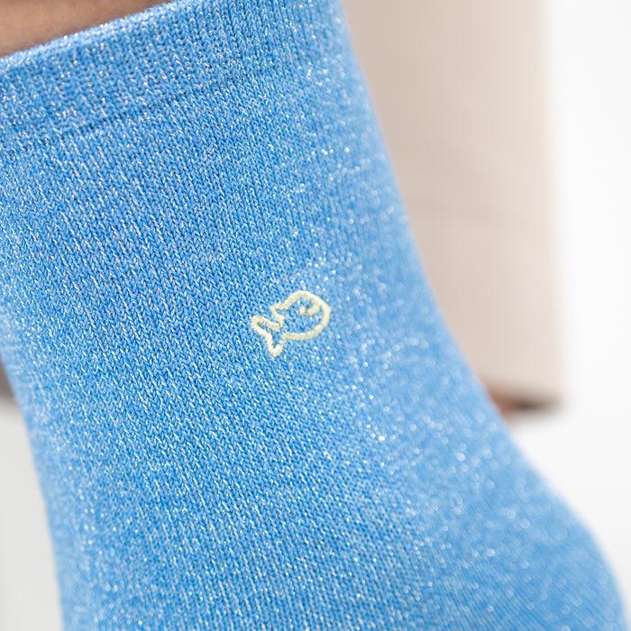 Billybelt Chaussettes Pailletées En Coton Peigné Unies - Bleu Clair - BILLYBELT