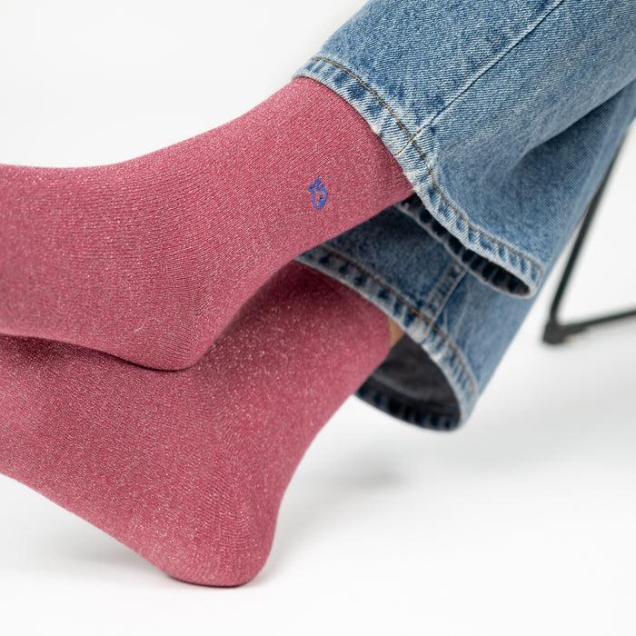 Billybelt Chaussettes Pailletées En Coton Peigné Unies - Bois De Rose - BILLYBELT