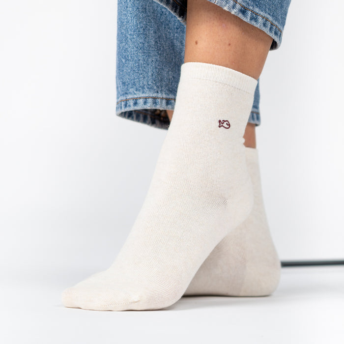 Billybelt Chaussettes Pailletées En Coton Peigné Unies - Écru - BILLYBELT