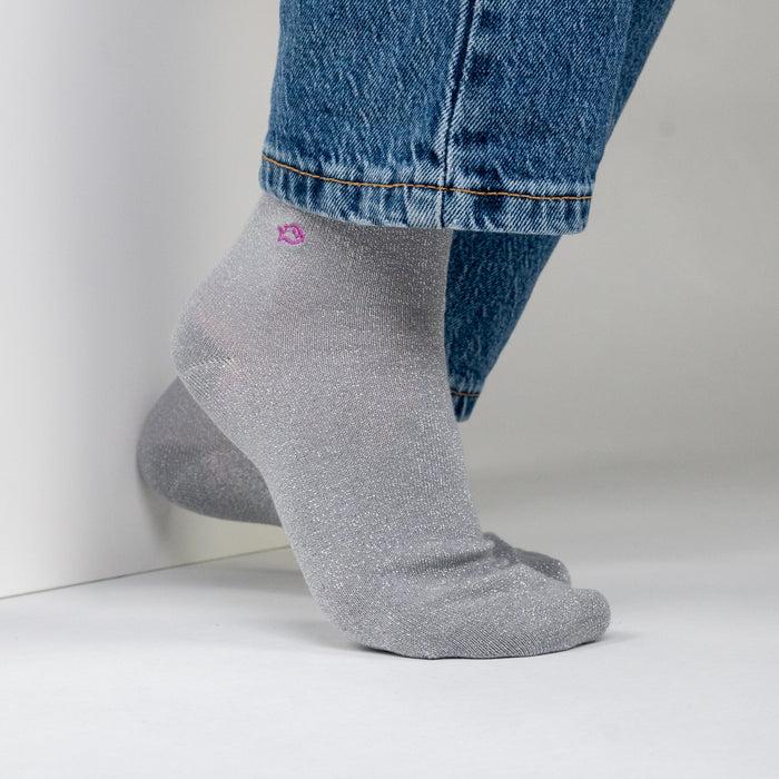 Billybelt Chaussettes Pailletées En Coton Peigné Unies - Gris