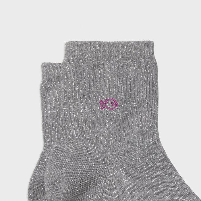 Billybelt Chaussettes Pailletées En Coton Peigné Unies - Gris