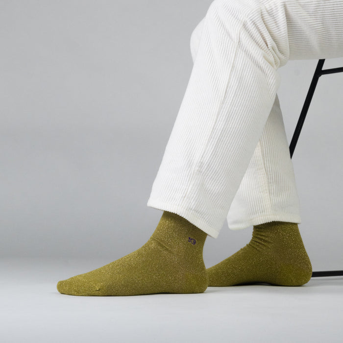 Billybelt Chaussettes Pailletées En Coton Peigné Unies - Olive