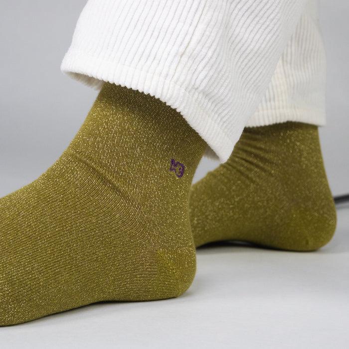 Billybelt Chaussettes Pailletées En Coton Peigné Unies - Olive