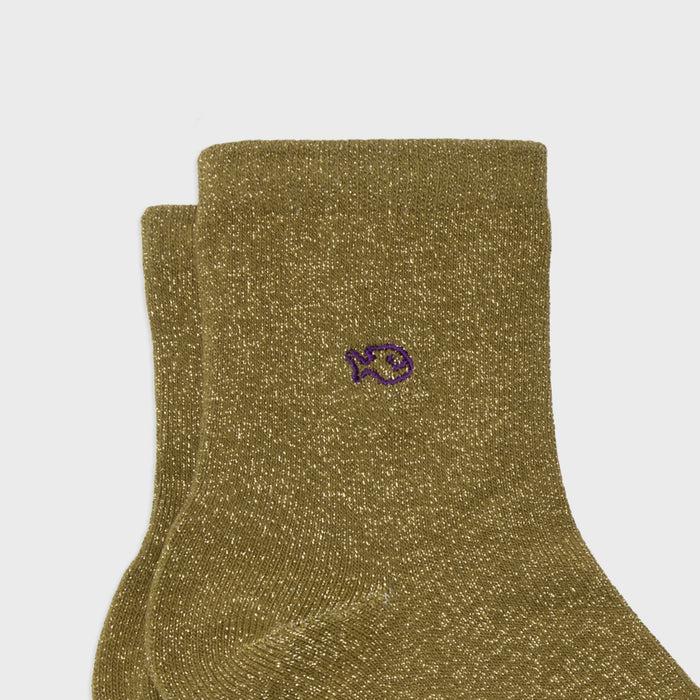 Billybelt Chaussettes Pailletées En Coton Peigné Unies - Olive