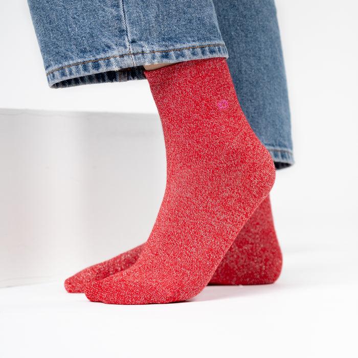 Billybelt Chaussettes Pailletées En Coton Peigné Unies - Rouge - BILLYBELT