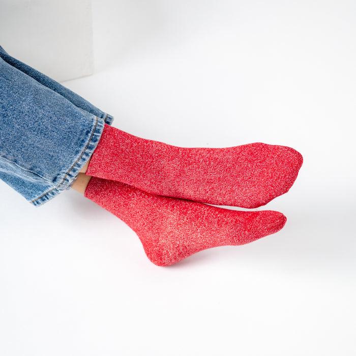 Billybelt Chaussettes Pailletées En Coton Peigné Unies - Rouge - BILLYBELT