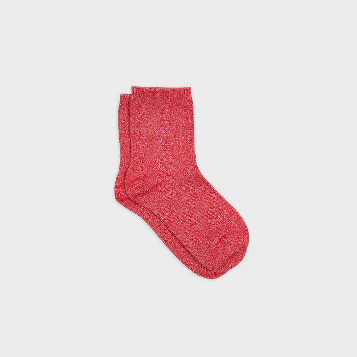 billybelt Chaussettes pailletées en coton peigné Unies - Rouge - BILLYBELT