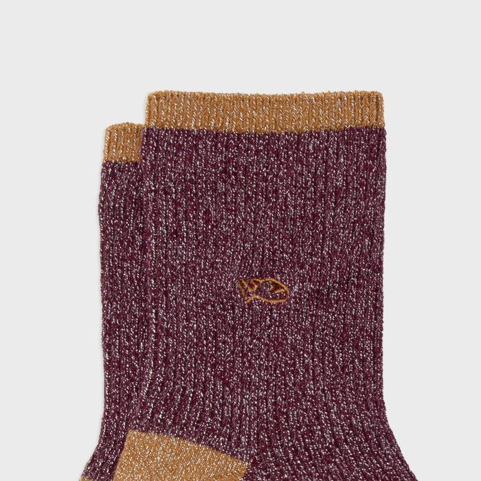 Billybelt Chaussettes Pailletees En Coton Peigne Vintage Bordeaux - BILLYBELT