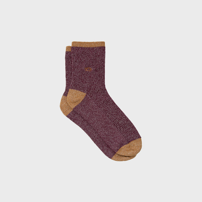 billybelt Chaussettes pailletees en coton peigne vintage bordeaux - BILLYBELT