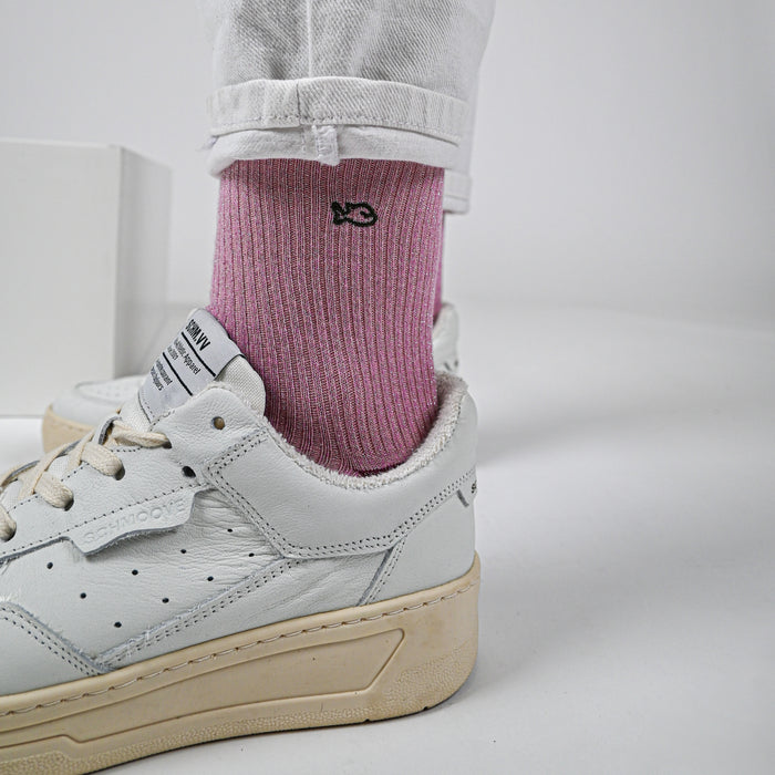 Billybelt Chaussettes Pailletees En Coton Peigne Vintage Rose - BILLYBELT