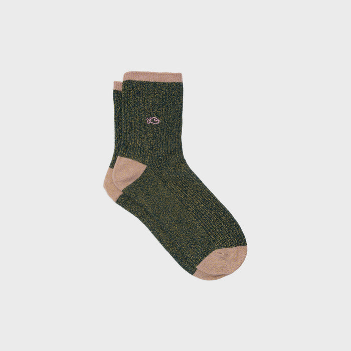 billybelt Chaussettes pailletees en coton peigne vintage vert - BILLYBELT