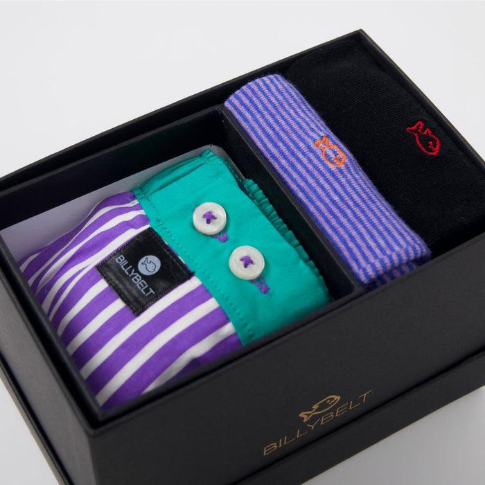 billybelt Coffret 1 caleçon + 1 chaussette rayée + 1 chaussette unie