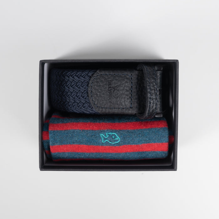 billybelt Coffret 1 ceinture unie + 1 paire de chaussettes à larges rayures