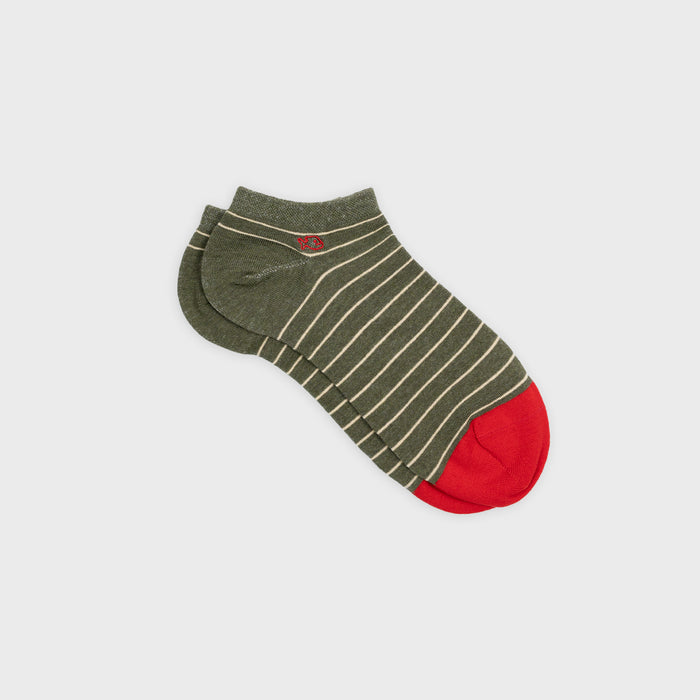 billybelt Socquettes en coton peigné A rayures fines - Kaki rayé beige