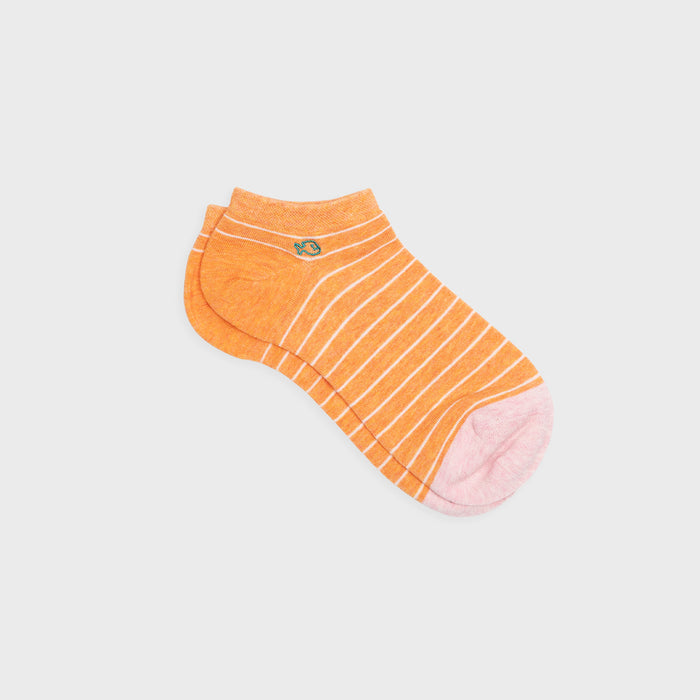 Billybelt Socquettes En Coton Peigné A Rayures Fines - Orange Rayé Rose