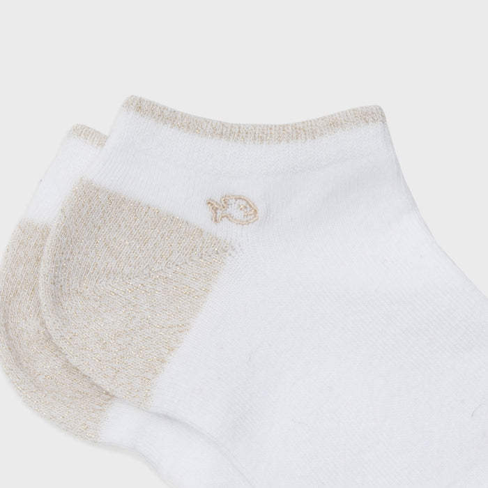 Billybelt Socquettes Pailletees En Coton Peigne Unies Blanc Dore - BILLYBELT