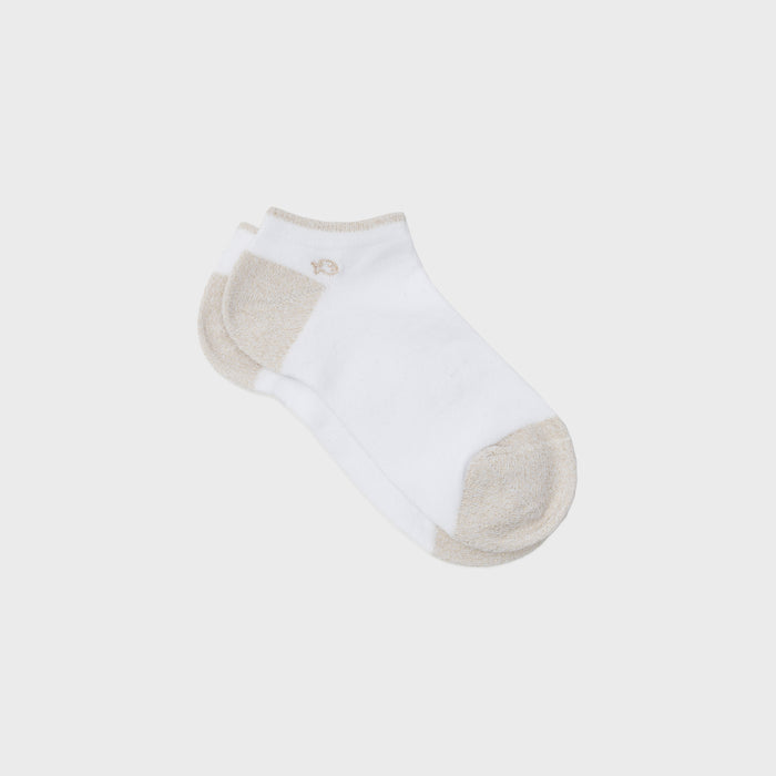 billybelt Socquettes pailletees en coton peigne unies blanc dore - BILLYBELT