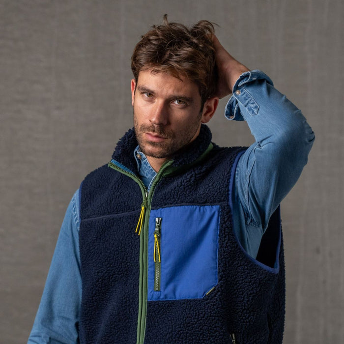 Billybelt Veste Sherpa Mixte Zippée Sans Manches Bleu Marine - BILLYBELT