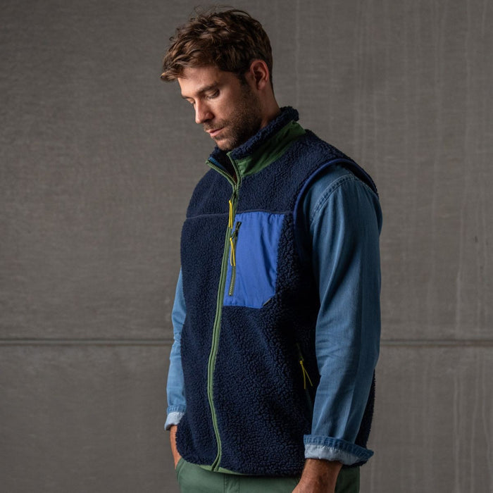 billybelt Veste sherpa mixte zippée sans manches bleu marine - BILLYBELT