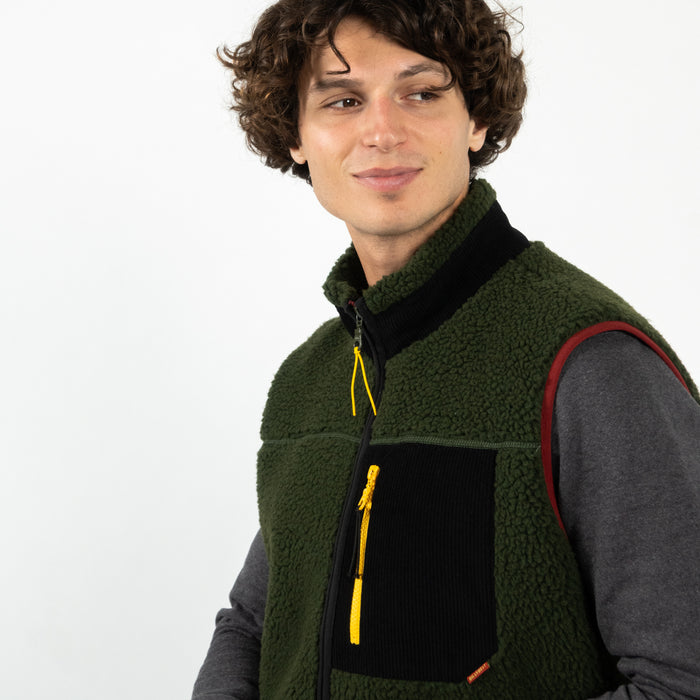 Billybelt Veste Sherpa Mixte Zippée Sans Manches Kaki - BILLYBELT