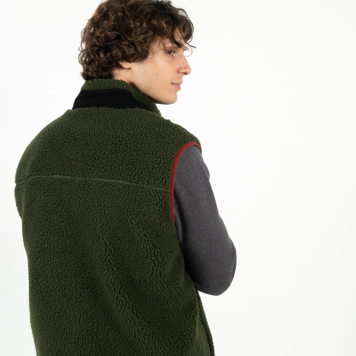 Billybelt Veste Sherpa Mixte Zippée Sans Manches Kaki - BILLYBELT