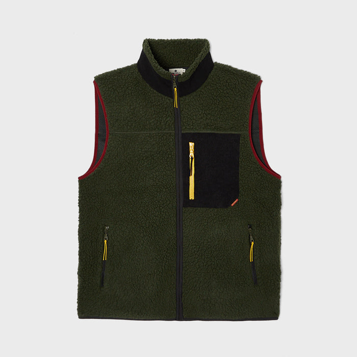 billybelt Veste sherpa mixte zippée sans manches kaki - BILLYBELT