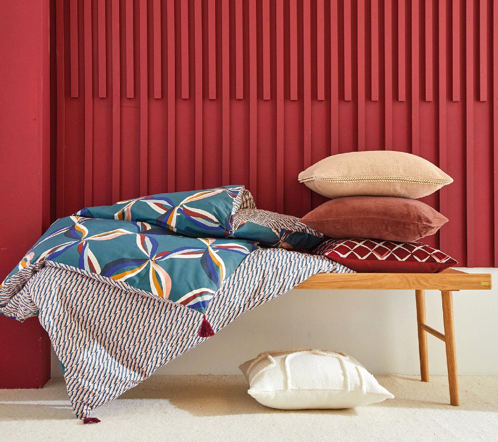 blanc des vosges COURTEPOINTE CINETIQUE BLEU PAON