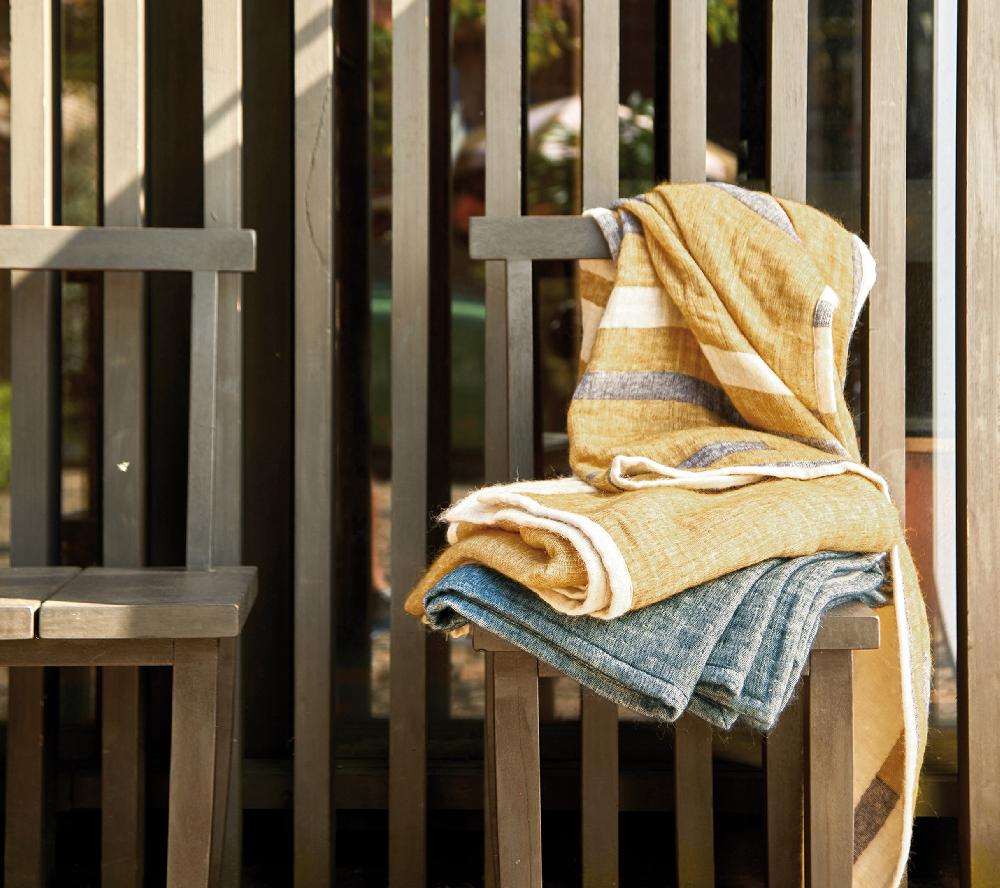 blanc des vosges PLAID ALIZES OLIVE