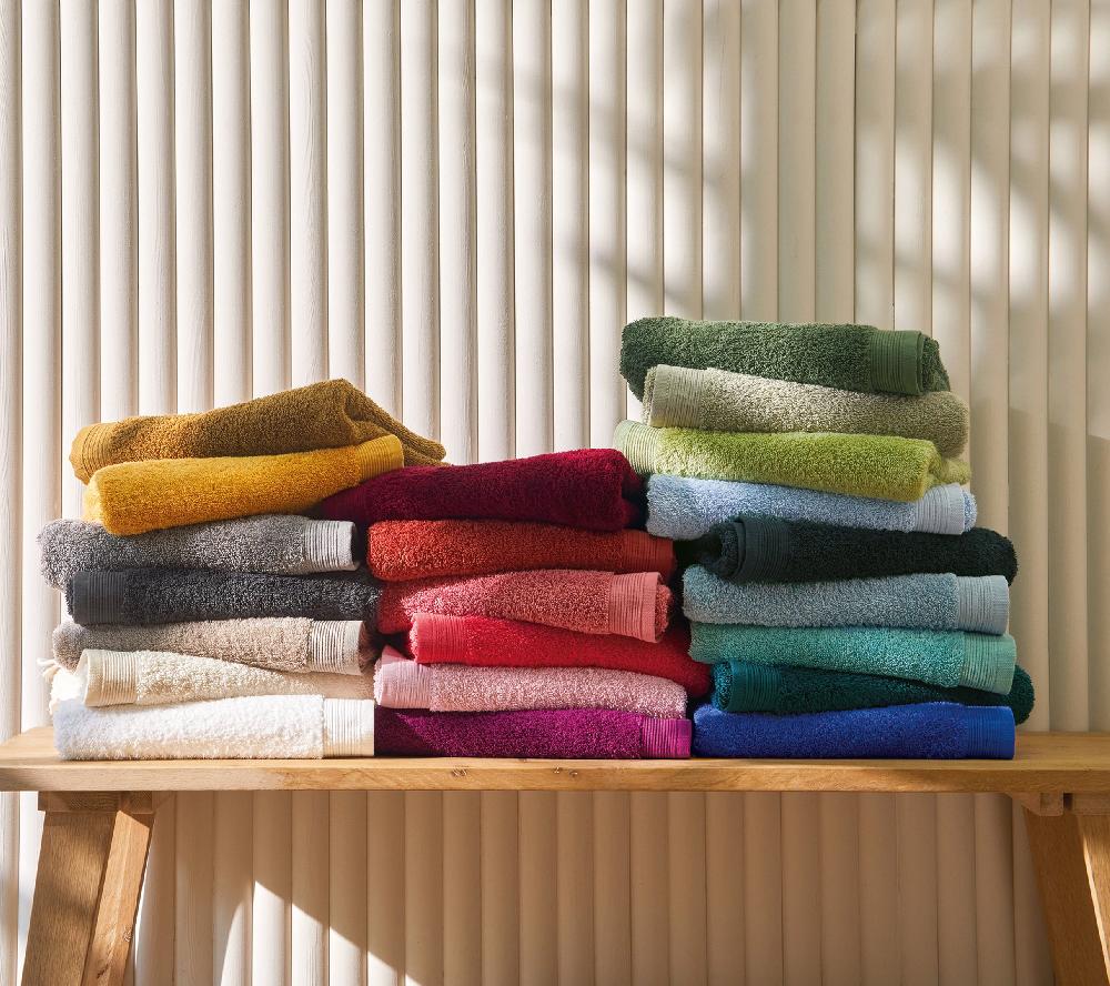 blanc des vosges Drap de bain coton coloris cyclamen Blanc des Vosges