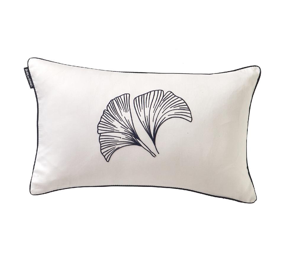 Blanc Des Vosges ENSEMBLE ENVELOPPE COUSSIN GINGKO BLEU CORINTHE