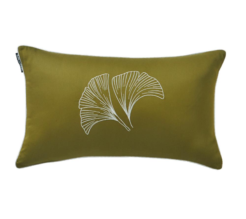 Blanc Des Vosges ENSEMBLE ENVELOPPE COUSSIN GINGKO OLIVE
