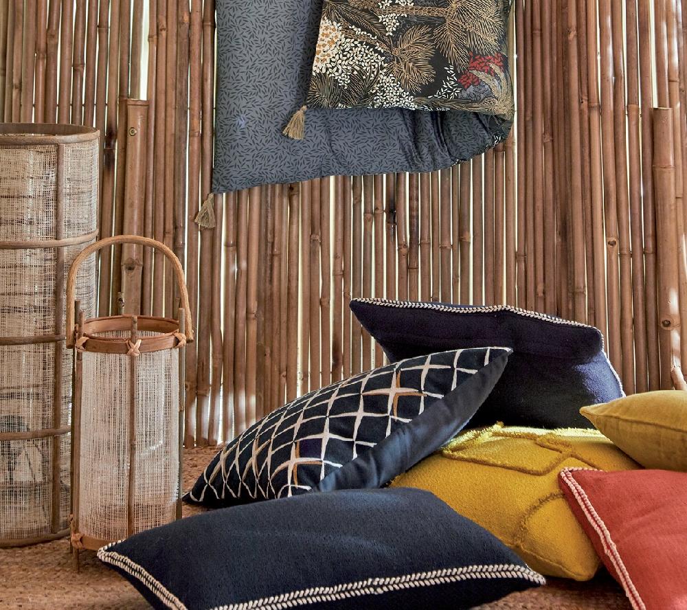 blanc des vosges ENSEMBLE ENVELOPPE COUSSIN SCENARIO BLEU CORINTHE