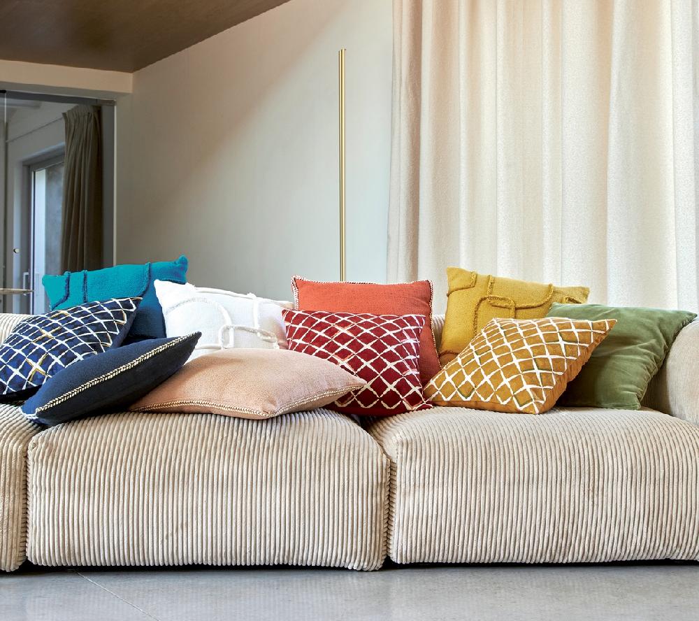 blanc des vosges ENSEMBLE ENVELOPPE COUSSIN SIXTIES GIVRE