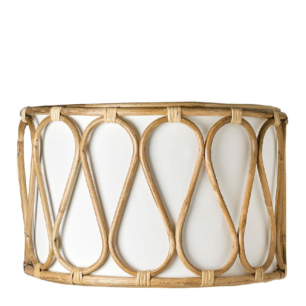 blanc d'ivoire Abat-jour cylindre en rotin et coton - ø 30 x 33 cm blanc d'ivoire Abat-jour cylindre en rotin et coton - ø 30 x 33 cm