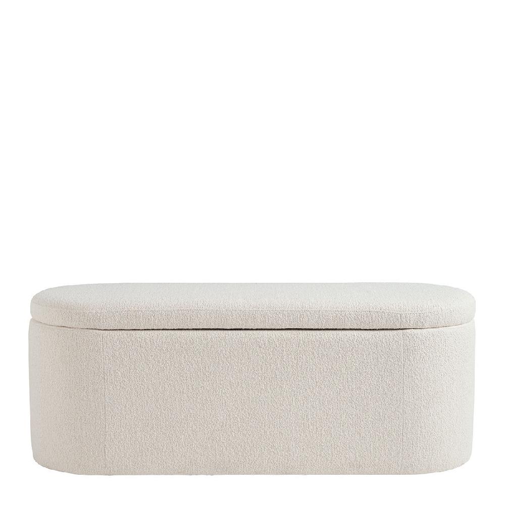 blanc d'ivoire Banc coffre LISETTE en bouclette - Crème