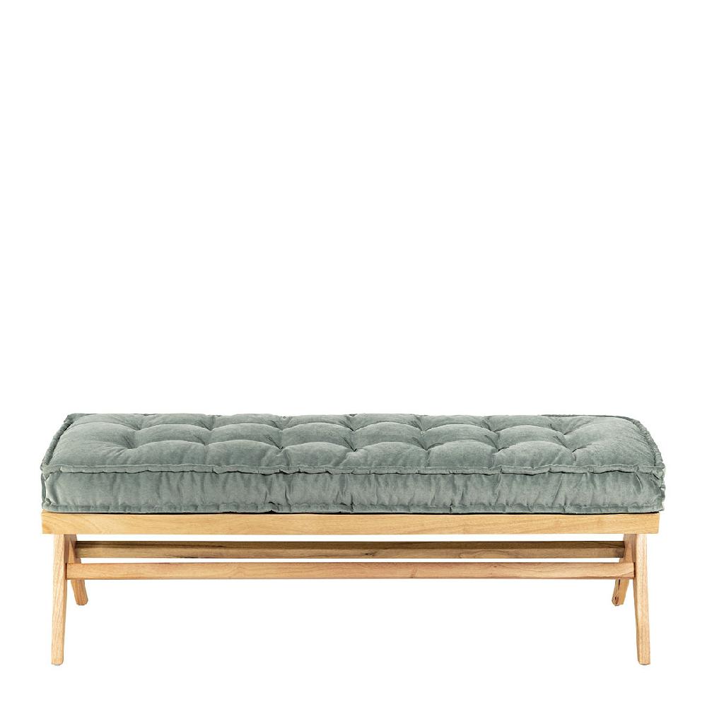 blanc d'ivoire Banc MENA et matelas en velours - Vert de gris