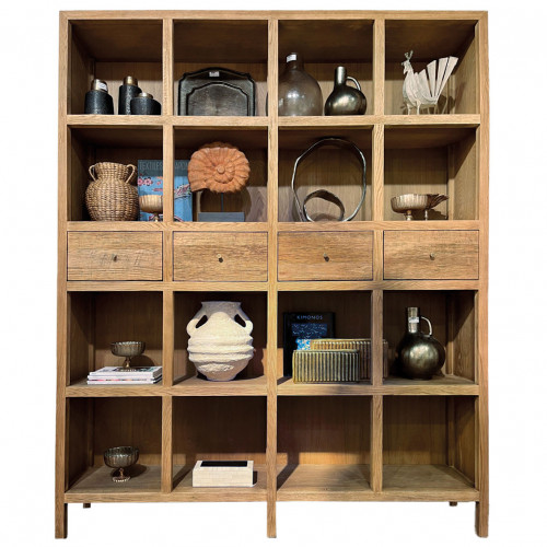 Blanc D'ivoire Bibliothèque MARCELLE En Chêne Clair