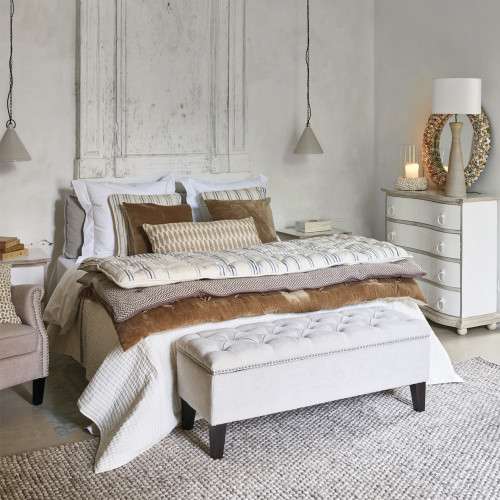 Blanc D'ivoire Banc Coffre ARTHUR Craie