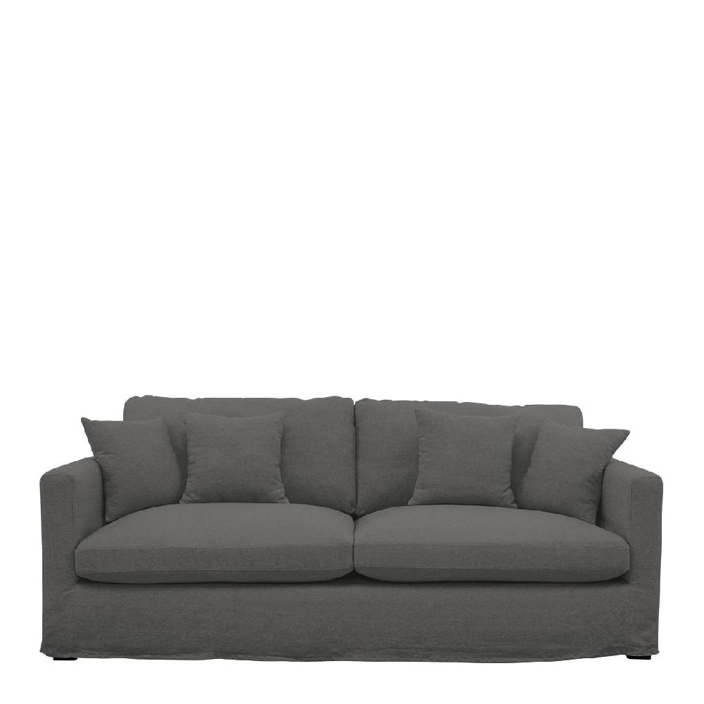 blanc d'ivoire Canapé ANGIE en lin - Gris foncé