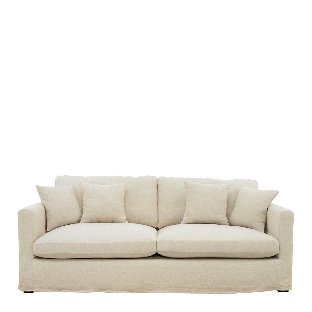 blanc d'ivoire Canapé ANGIE en lin mélangé - Écru