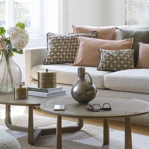 Blanc D'ivoire Canapé ANGIE En Lin Mélangé - Naturel