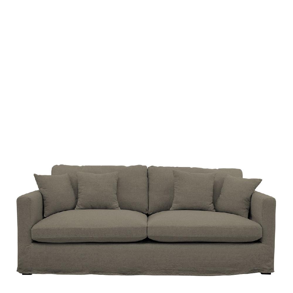 blanc d'ivoire Canapé ANGIE en lin - Taupe
